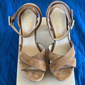 Lauren Ralph Lauren Brown Wedge Sandals